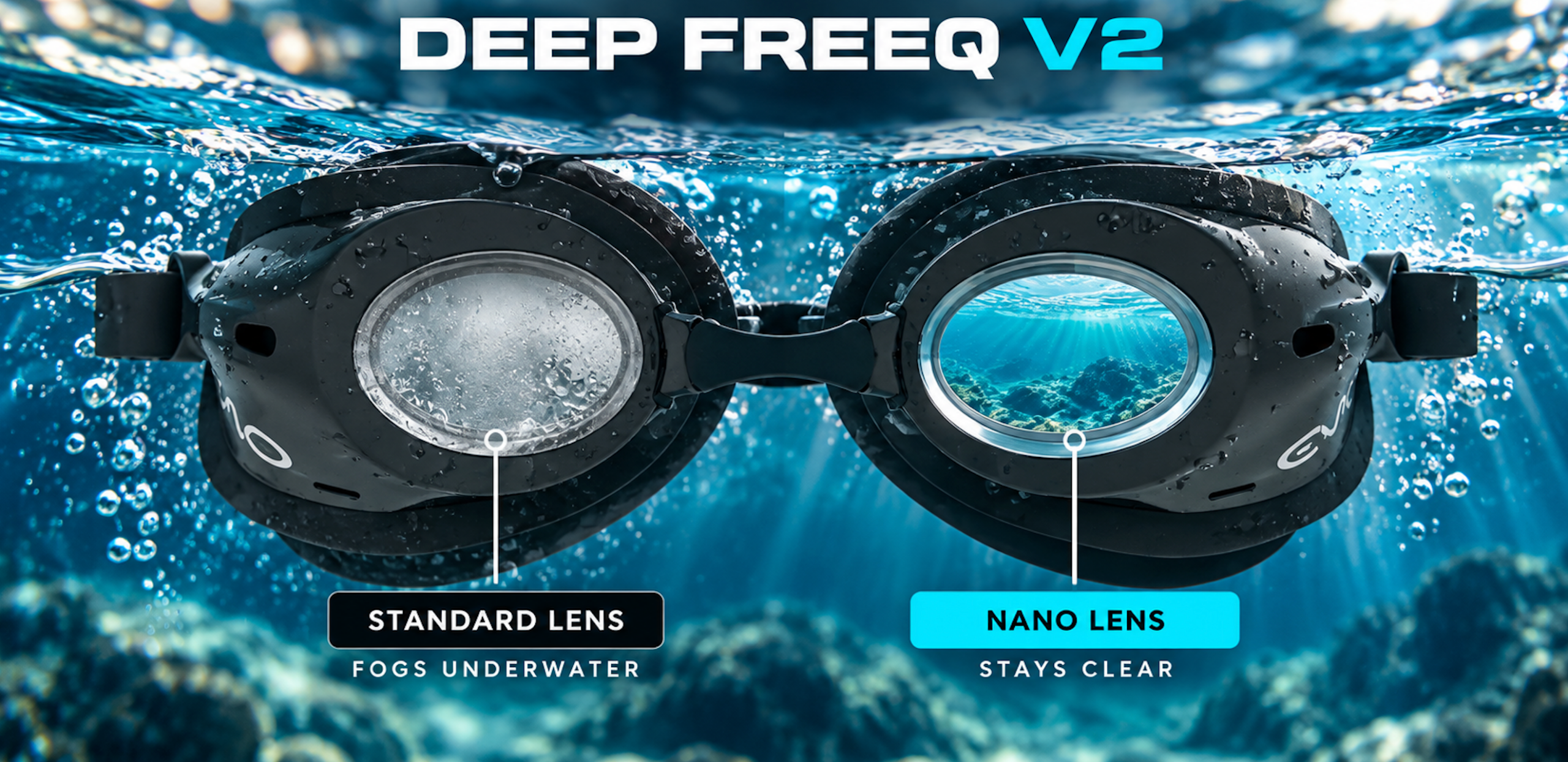 DEEP FREEQ v2の通常レンズとNANOレンズの説明ビジュアル